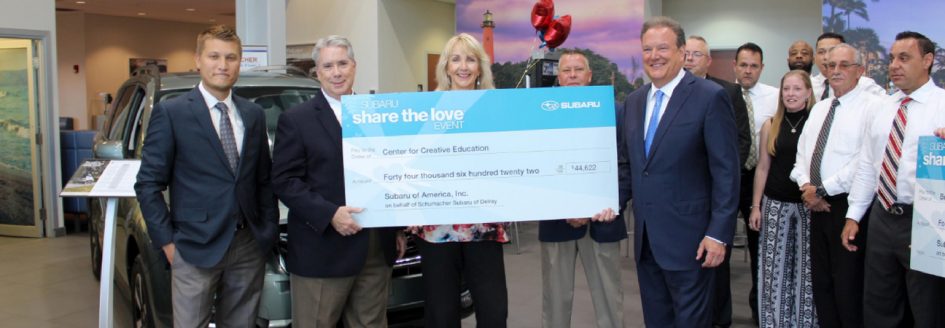 Schumacher Subaru West Palm Beach presents check to local Boys and Girls Club as part of Subaru Share the Love Fundraiser