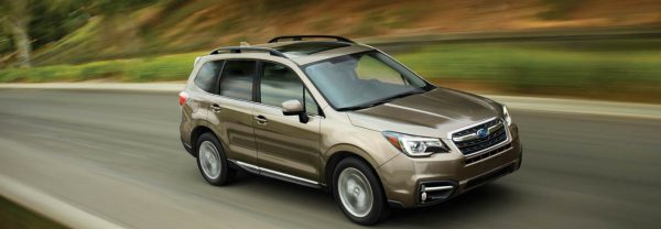Subaru Forester driving down the countryside